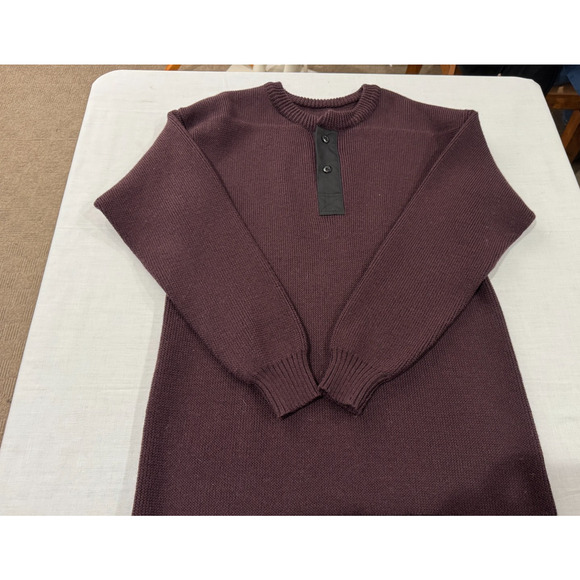 POLLEN & COMPANY Made In Canada 100% Superwash Wool Sweater Sz L Mens Dk Maroon - Picture 8 of 8